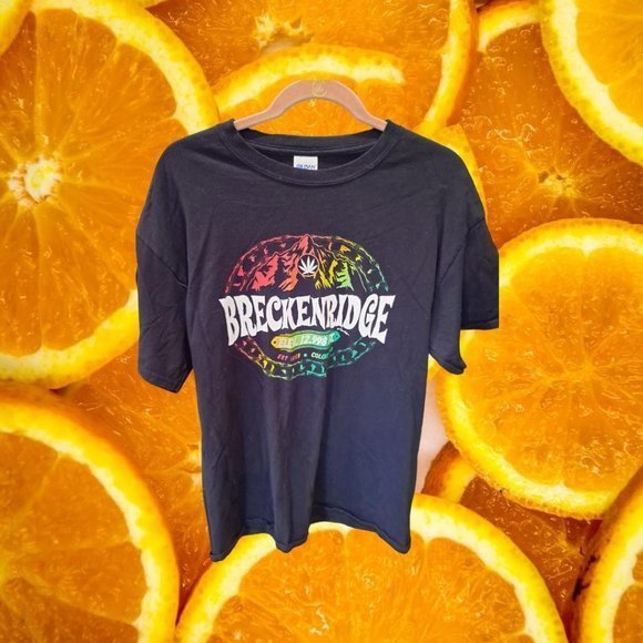 BRECKENRIDGE Black Tee Size‎ Large - Picture 1 of 4